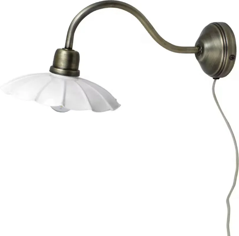 Strömshaga Wandlamp Gustav, Wit / Antiek Messing | Pak je kans
