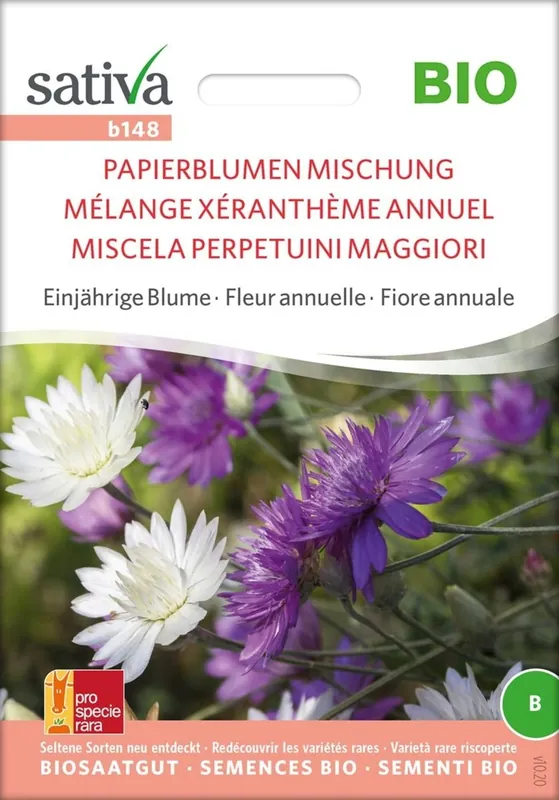 Sativa Biologische Eenjarige Bloem "Papierblumen Mischung" - Klantfavoriet