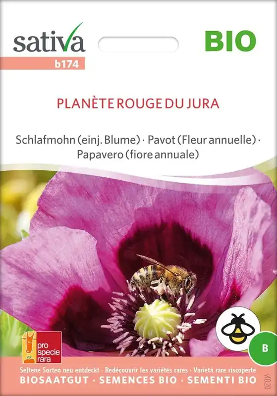 Net toegevoegd - Sativa Biologische Eenjarige Klaproos - Planète Rouge Du Jura, 0,50 g