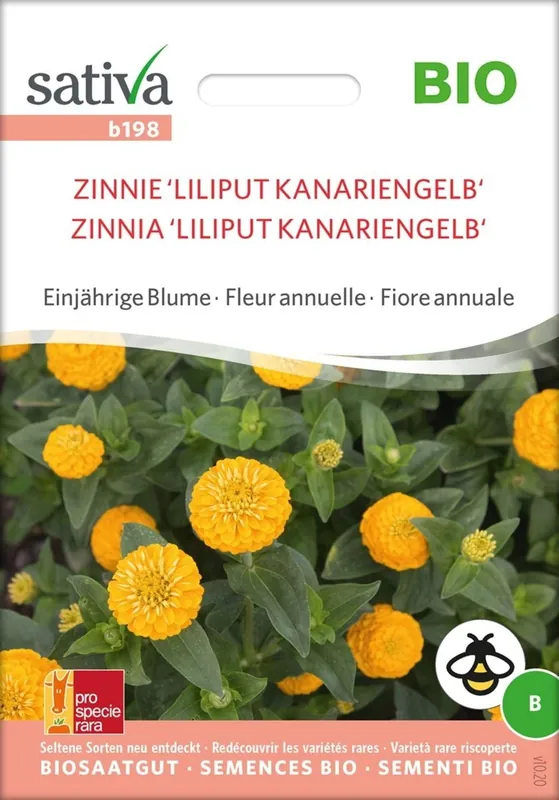 Sativa Biologische Eenjarige Bloem "Zinnie ‘Liliput Kanariengelb‘" | Veel gevraagd