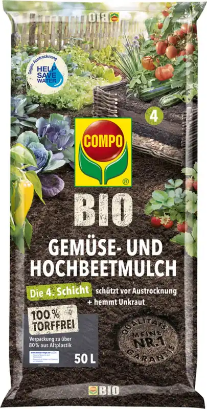 Klantfavoriet - COMPO BIO Groente- en Verhoogde Bed Mulch - Turfvrij, 50 L