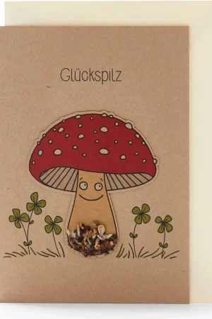 Veilige betaling - Die Stadtgärtner Wenskaart met Zaadsteker "Glückspilz"