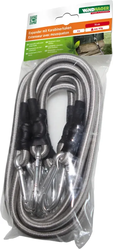 Premium - Windhager Expander met Karabijnhaak, 4 stuks