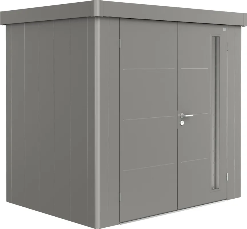 Biohort Gereedschapsschuur "Neo" - Kwartsgrijs Metallic, Dubbele Deur, 4C - Voordelig