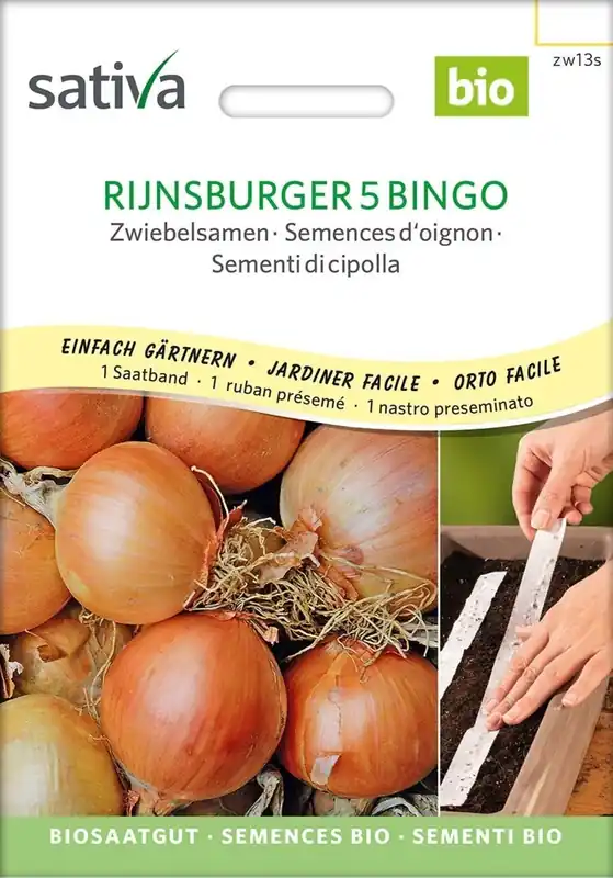 Nieuw in het assortiment | Sativa Biologische Uienzaden, Rijnsburger 5 Bingo Zaadband