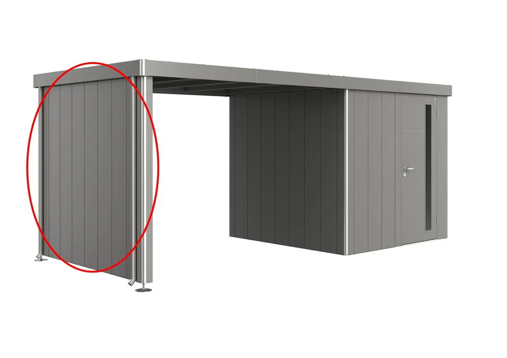 Biohort Zijpaneel voor Zijdak voor Neo Gereedschapsschuur - Kwartsgrijs-Metallic, 2A/2B/2C/2D - Bestelbaar