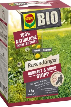 COMPO Biologische Gazonmeststof - Onkruid- en Mosstop, 10 kg - Professionele kwaliteit