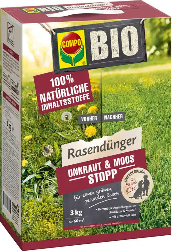 COMPO Biologische Gazonmeststof - Onkruid- en Mosstop, 10 kg - Professionele kwaliteit