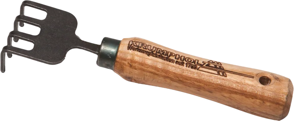 Krumpholz Bonsai Cultivator 4 Tanden met Essenhouten Handvat | Professionele kwaliteit