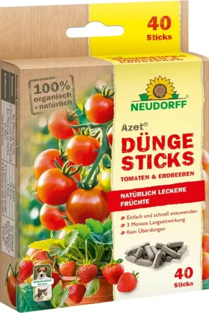 Topproduct | Neudorff Azet - Meststofsticks voor Tomaten en Aardbeien, 40 stuks