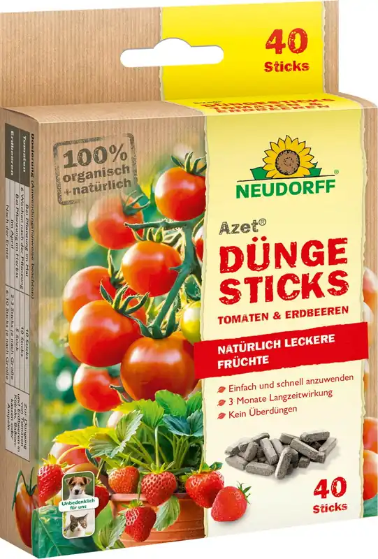 Topproduct | Neudorff Azet - Meststofsticks voor Tomaten en Aardbeien, 40 stuks