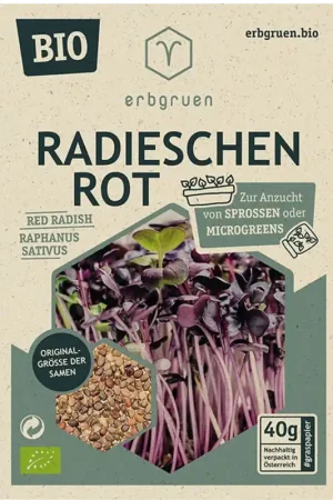 Topkwaliteit - erbgruen Radijzen Rood - BIOLOGISCHE Microgroenten/Kiemzaden