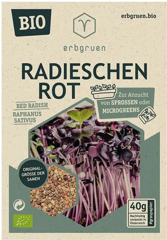 Topkwaliteit - erbgruen Radijzen Rood - BIOLOGISCHE Microgroenten/Kiemzaden