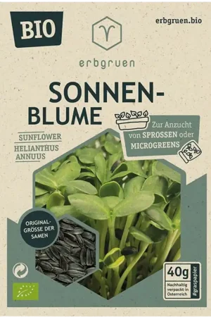 Nieuw in de shop - erbgruen Zonnebloem - BIOLOGISCHE Microgroenten/Kiemzaden