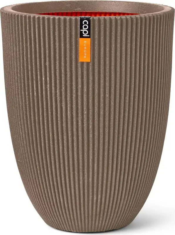 Nieuw binnengekomen | Capi Bloempot Elegant Laag "Groove", 46x58 cm, Taupe