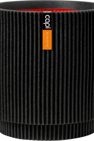 Shop nu | Capi Bloempot Cilinder "Groove", 44x46 cm, Zwart