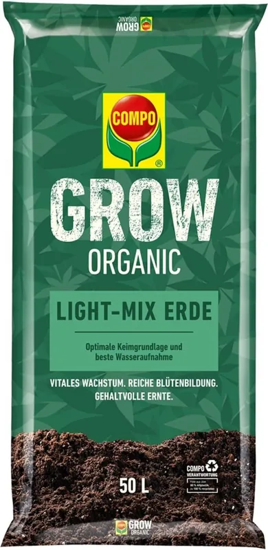 COMPO Grow Organic Light-Mix Aarde, 50 L | Slechts tijdelijk