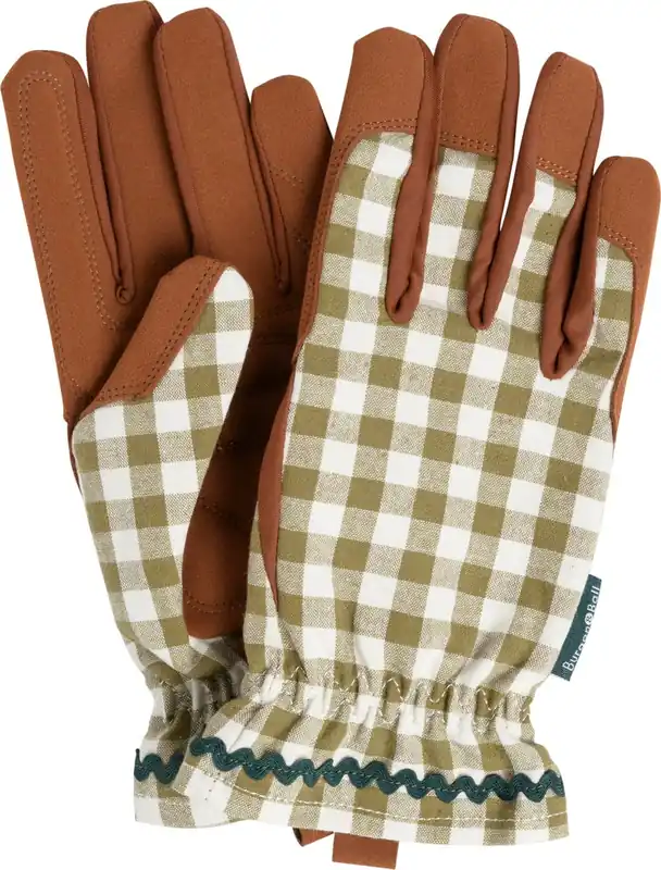Nu beschikbaar | Burgon & Ball Tuinhandschoenen "Collector" - Geruit, Olive (1 Paar)