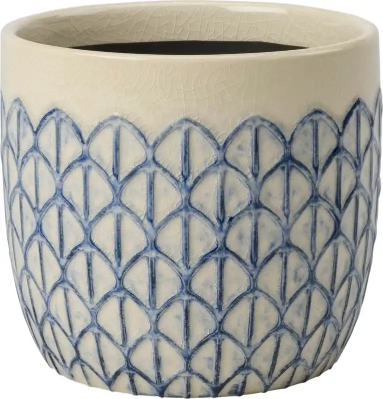 Scherp geprijsd - Burgon & Ball Kamerplantenpot "Collector" - Crème Geo, ⌀ 16 x 16 cm
