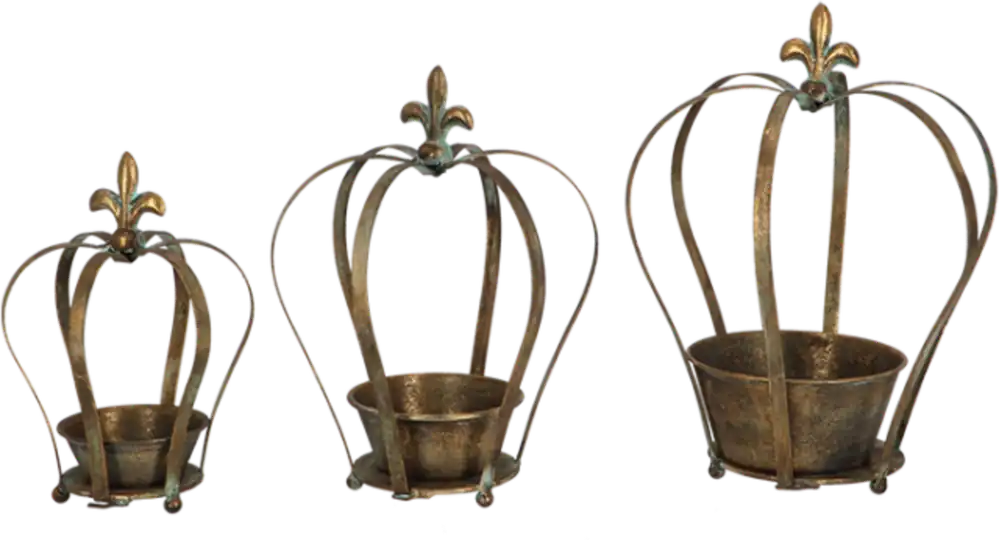 Esschert Design Aged Metal Kroonvormige Plantenbak - Set van 3 - Rechtstreeks uit de fabriek