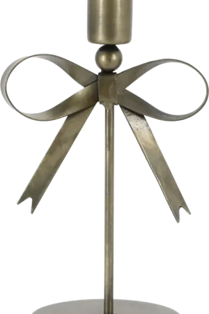 Chic Antique Kandelaar met Strik, H 18 / L 10,5 / B 7,5 cm - Nieuw