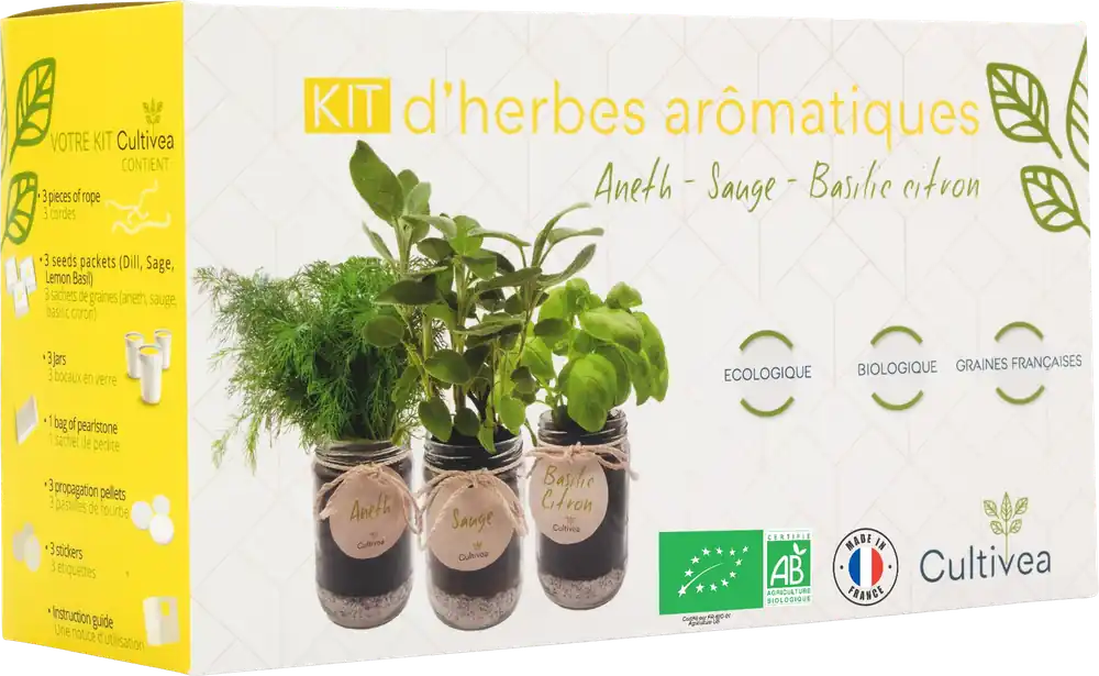 Cultivea Ready to Grow Set Kruiden (Salie, Citroenbasilicum, Dille) - Klaar voor verzending