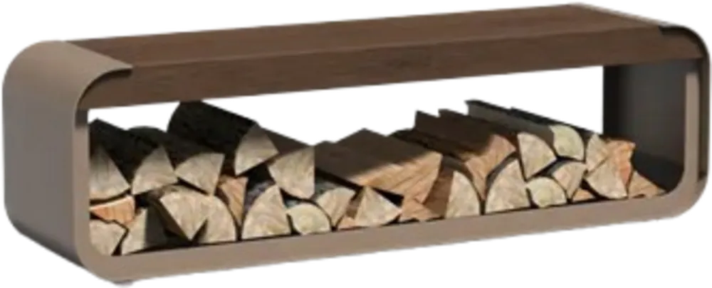 FORNO Houtopslag met Zitting "Serra" van Aluminium - 1500 x 400 x 450 mm - Aanrader