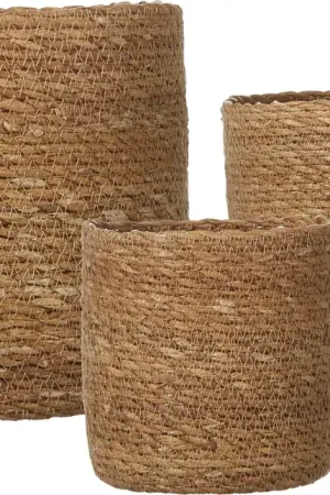 Koopje | Wikholm Belle Bloempotten - Naturel, Set van 3