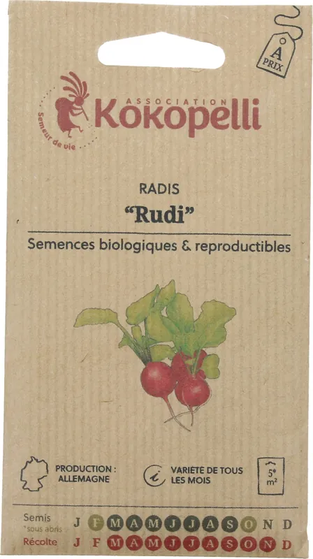 Premiumkwaliteit | Kokopelli Biologische Tuinradijs "Rudi", 6 g