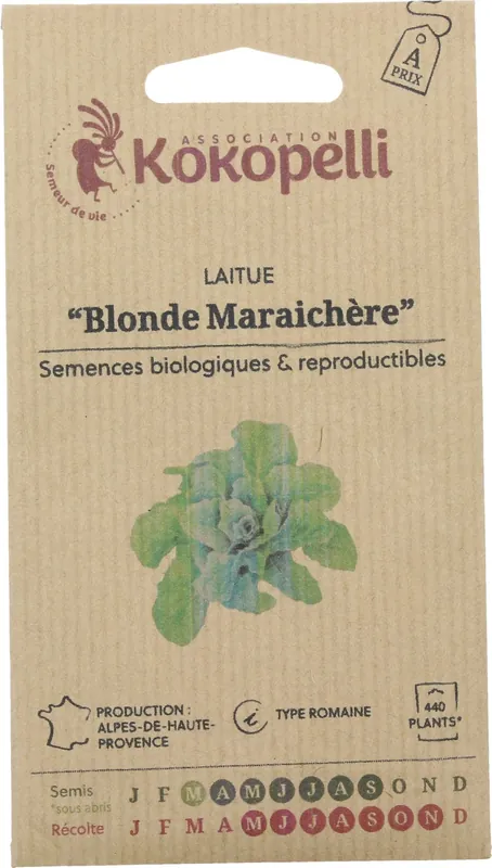 Kokopelli Biologische Romeinse Sla "Blonde Maraîchère", 500 Korrels - Voorraad bijna op