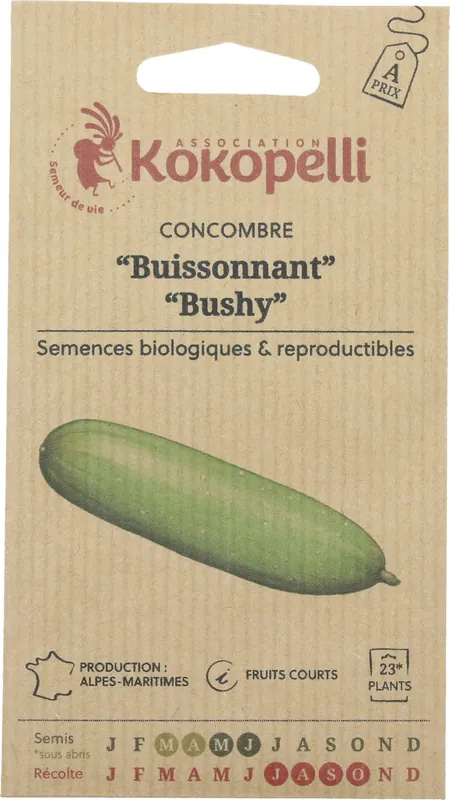 Klaar voor verzending - Kokopelli Biologische Struikkomkommer "Bushy", 25 Korrels