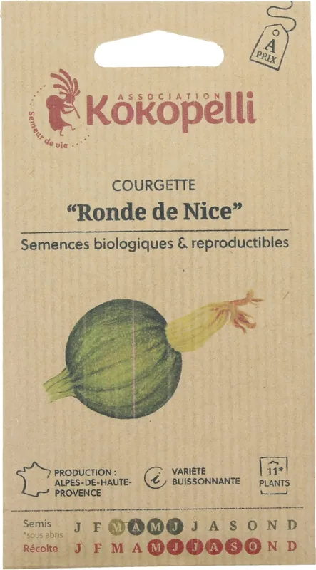 Kokopelli Biologische Courgettes "Ronde de Nice", 12 Korrels | Speciale aanbieding
