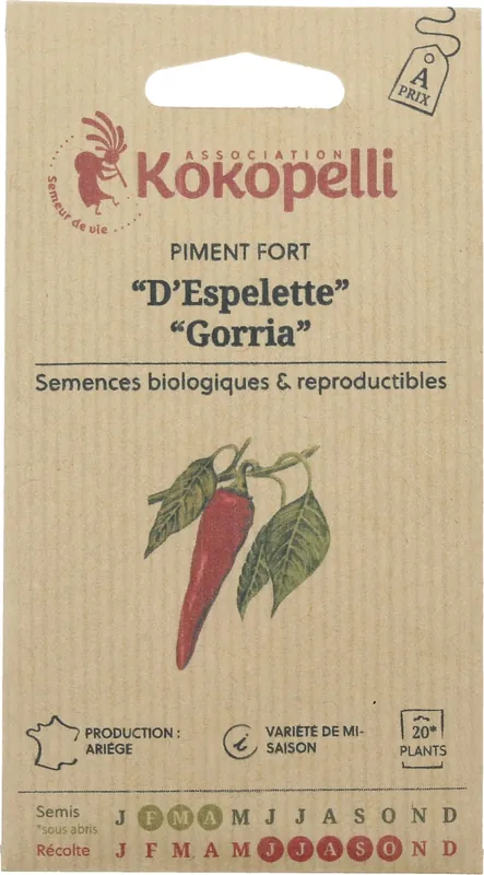 Kokopelli Biologische Chilipeper "D‘Espelette / Gorria", 25 Korrels | Mis het niet