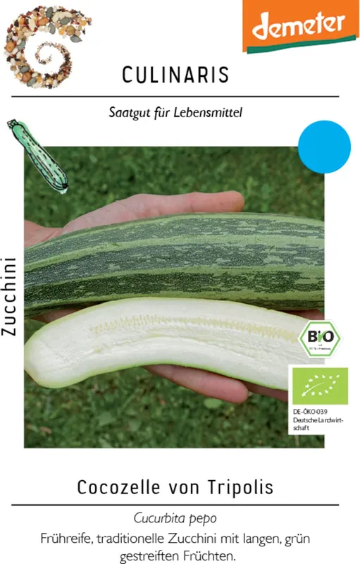 Culinaris Bio Courgette "Cocozelle von Tripolis", 10 Korrels - Nieuw binnen
