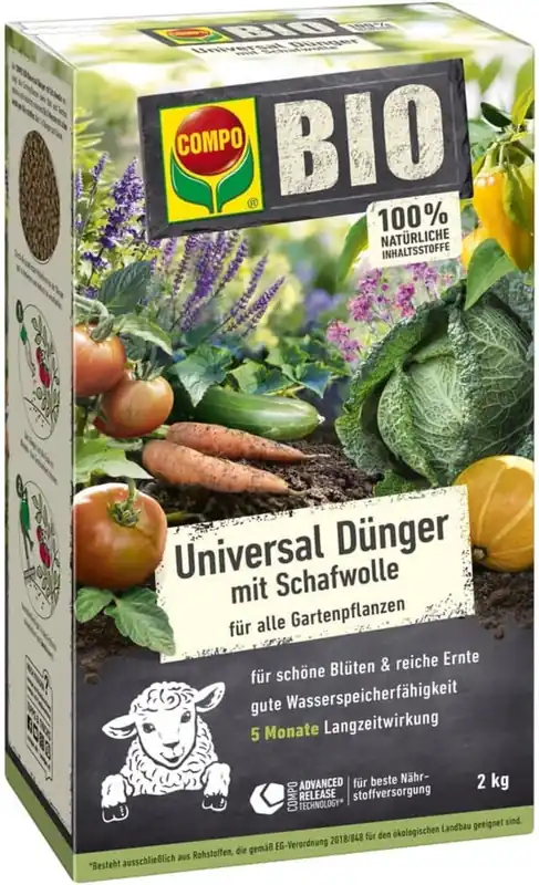 Scherp geprijsd - COMPO BIO Universele Langwerkende Meststof met Schapenwol, 2 kg