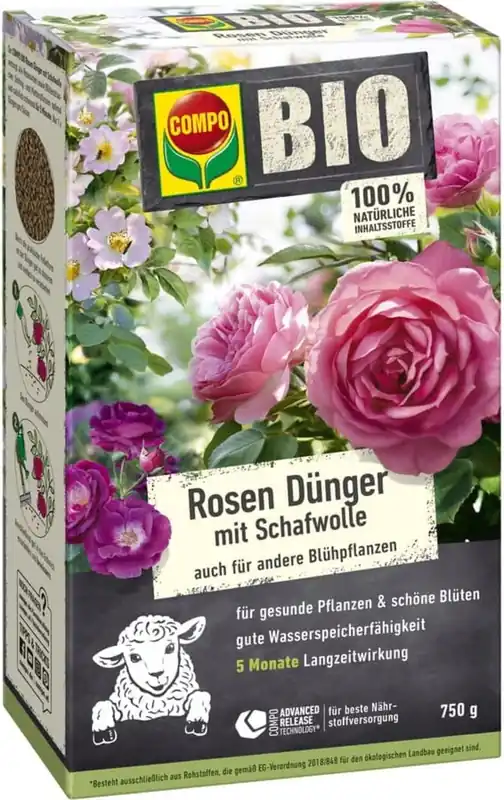 COMPO BIO Langwerkende Rozenmeststof met Schapenwol, 2 kg | Veilige betaling