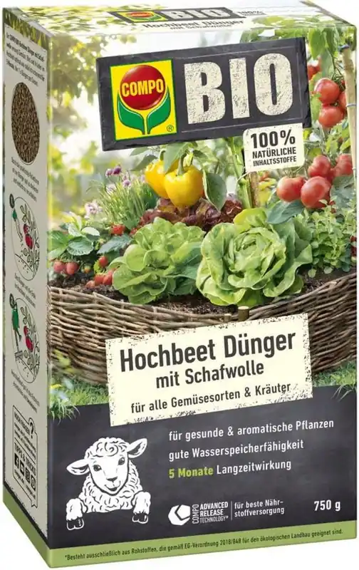 Snelle levering | COMPO BIO Hoogbedmeststof met Schapenwol, 750 g