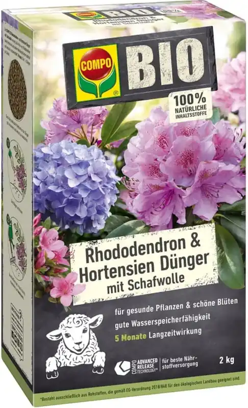 COMPO BIO Rhododendron- & Hortensiameststof met Schapenwol, 2 kg | Actie