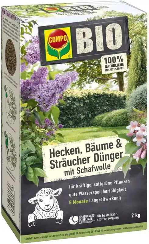 COMPO BIO Heggen-, Bomen- & Struikenmeststof met Schapenwol, 2 kg | Topproduct
