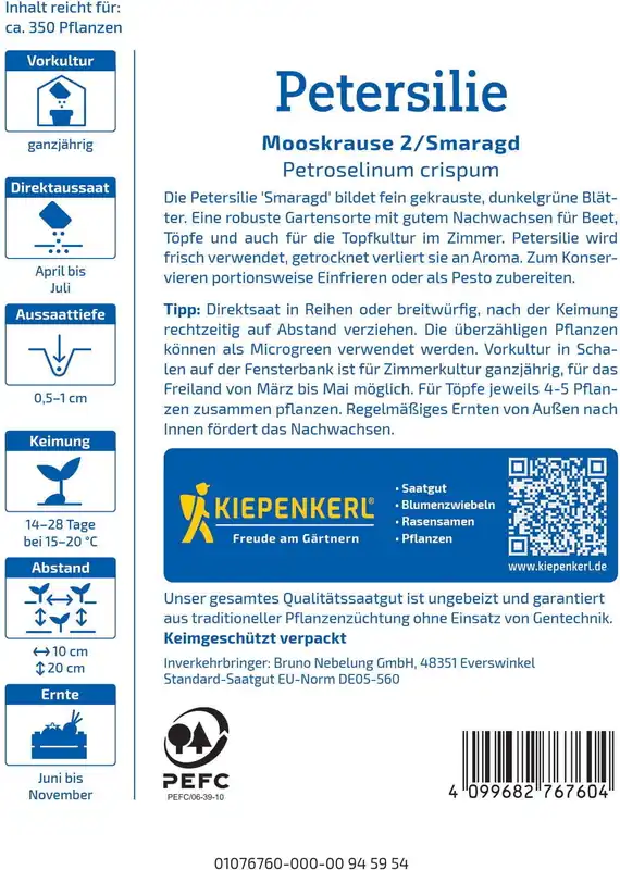 Kiepenkerl Peterselie Mooskrause 2, 350 Korrels - Bestseller