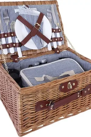 Strömshaga Wilgen Picknickmand Set - Blauw - Direct leverbaar