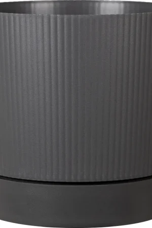 Bespaar nu - Scheurich Lino+ Plantenbak Metallic Grey, Ø 29 cm