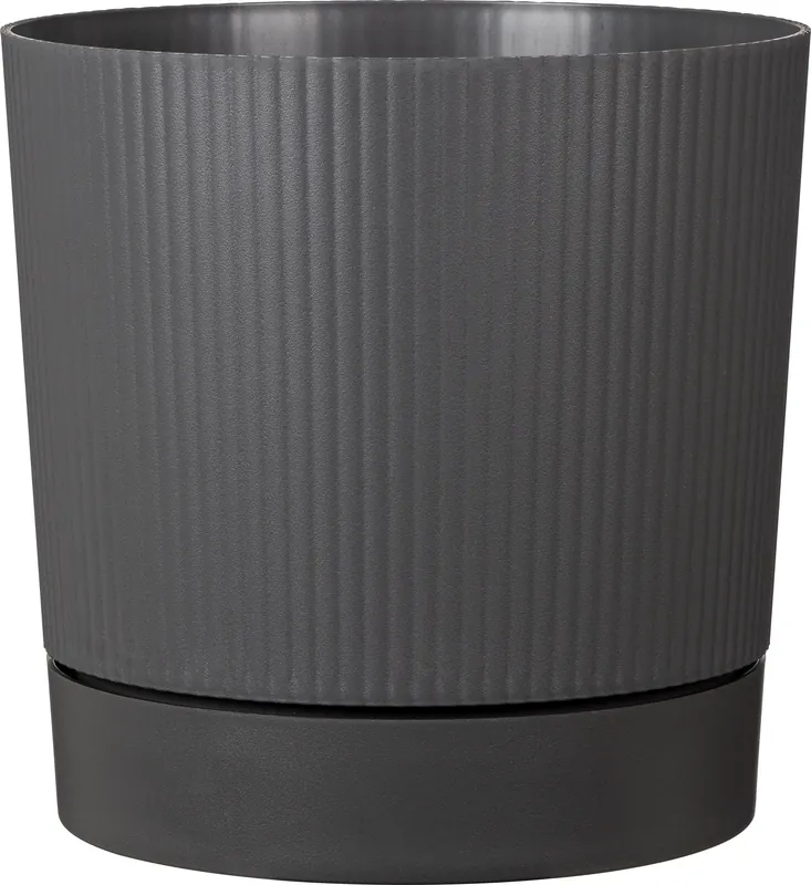 Bespaar nu - Scheurich Lino+ Plantenbak Metallic Grey, Ø 29 cm