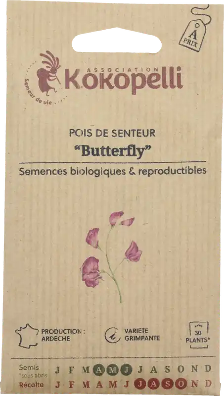 Laatste stuks | Kokopelli Biologische Pronkerwt "Butterfly", 40 Korrels
