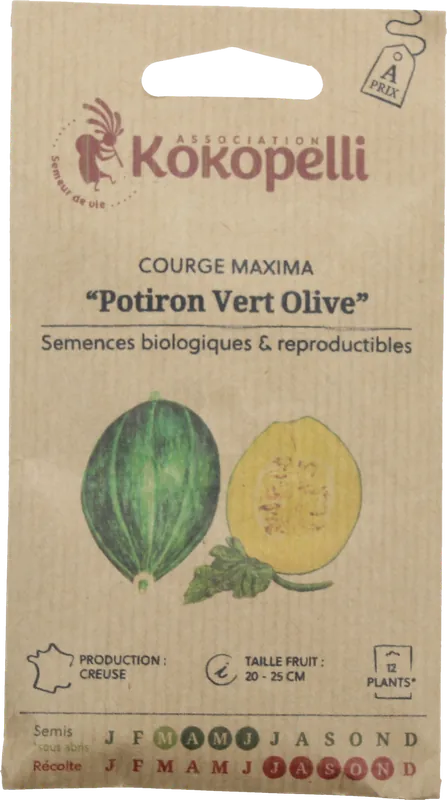 Nieuw in het assortiment - Kokopelli Biologische Pompoen "Vert Olive", 12 Korrels