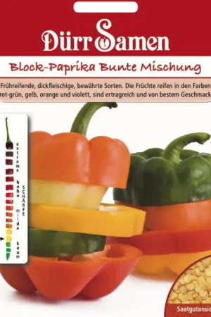 Premiumkwaliteit | Dürr Samen Blokpaprikazaden "Bunte Mischung", 30 Korrels