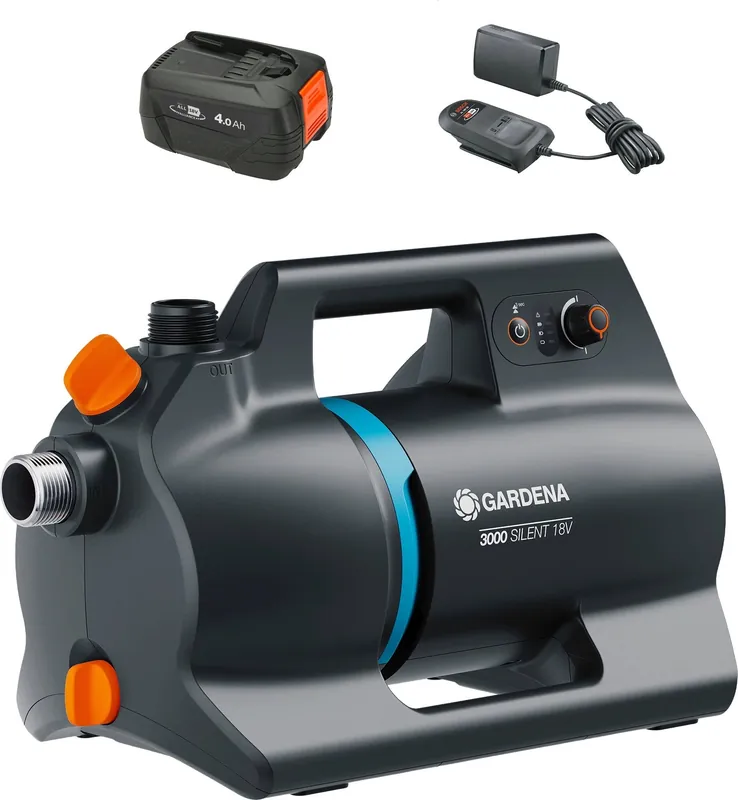 GARDENA Snoerloze Tuinpomp 3000 Silent 18V P4A - Ready-To-Use Set - Scherp geprijsd