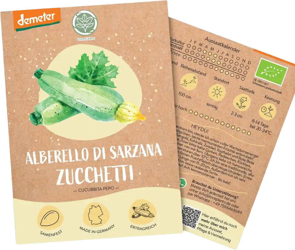 LOVEPLANTS Biologische Alberello di Sarzana Zucchetti, 8 Korrels - Nieuw