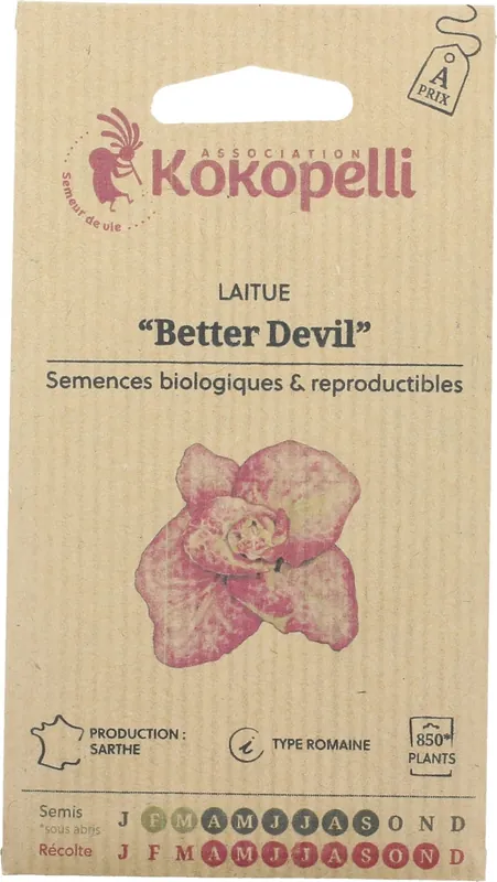 Snelle verzending | Kokopelli Biologische Romeinse Sla "Better Devil", 1 g