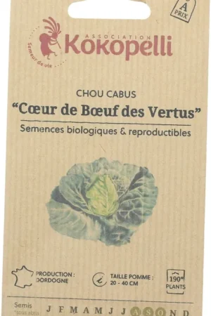 Wees er snel bij - Kokopelli Biologische Witte Kool ‘Cœur de Bœuf des Vertus‘, 200 Korrels